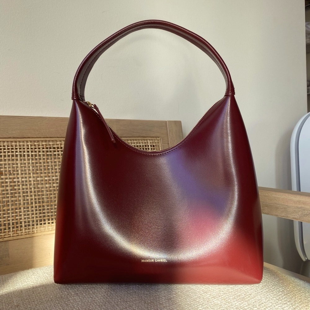 SOLD | NWOT Mansur Gavriel burgundy red leather handle bag - Picture 2 of 11